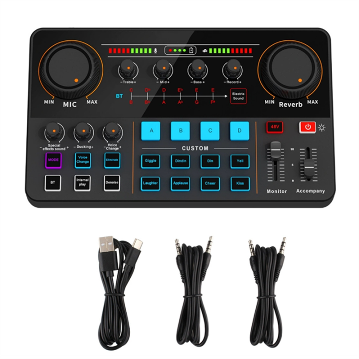 H500 Sound Card Live Broadcast 12 Electronic Tone Sound Card Audio Soundcar Voice Changer for Mobile Phone Computer