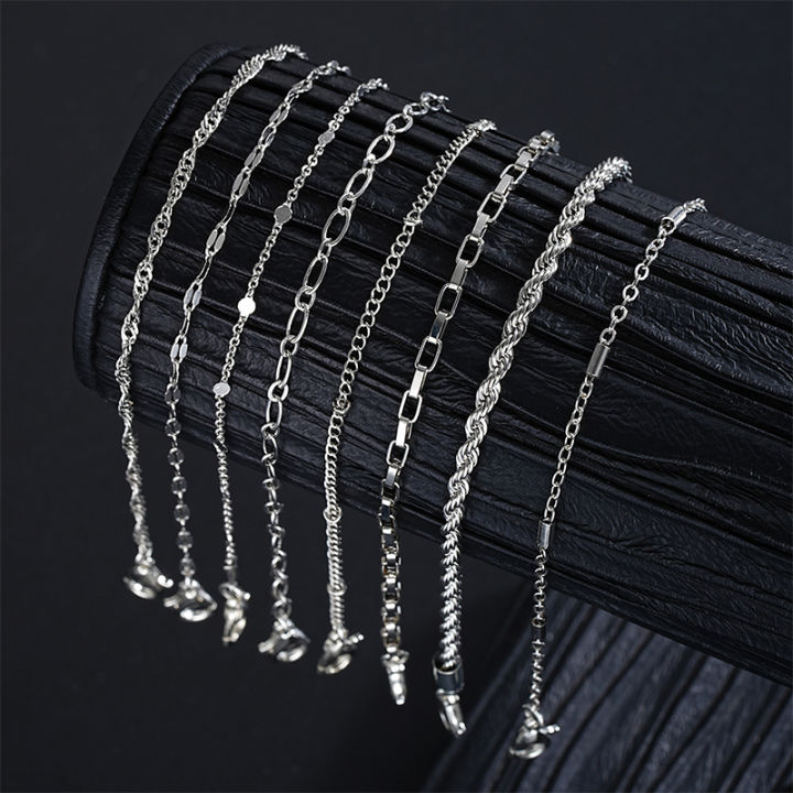 11Pcs Set Simple Stackable Silver Color Metal Chain Bracelets Set Jewelry Nicle