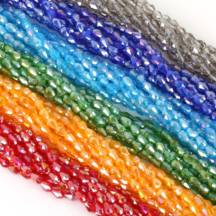 65-98Pcs Teardrop Austria Faceted Crystal Beads Glass Beads Loose Spacer Beads For Jewelry Making