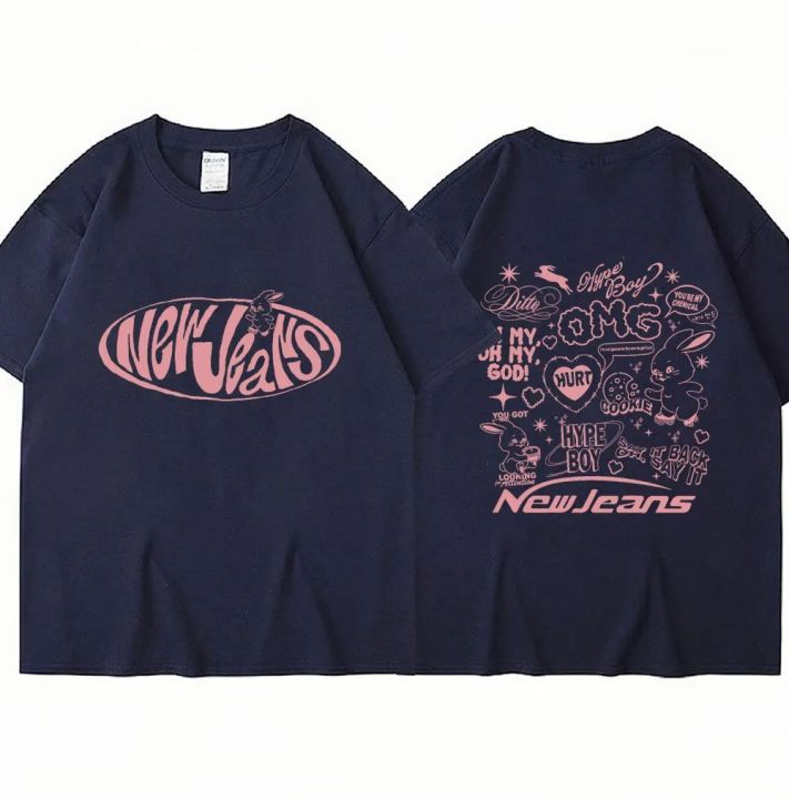 Plus-size Women's Dress NewJeans Bunny Graphic T Shirt Fashion Harajuku T-Shirts Men Women Kpop Short Sleeve Cotton T-Shirt