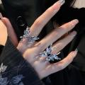 Punk Cool Irregular Butterfly Rings For Women Liquid Metal Butterfly Ring Aesthetic Egirl Gothic Insect Open Rings Jewelry. 