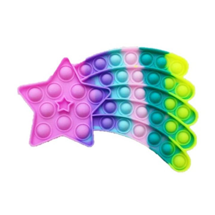 SHOOTING STAR RAINBOW BUBBLE POP IT SENSORY FIDGET TOY Rainbow Colors Silicone Stress Reliever