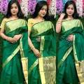 Classic Golden par Halfsilk Tangail Saree For Women.