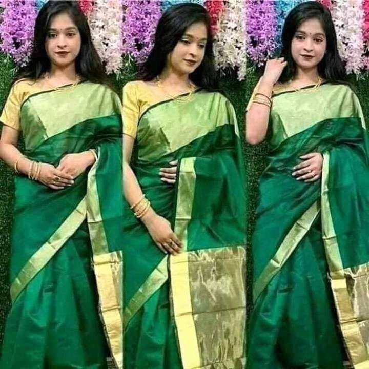 Classic Golden par Halfsilk Tangail Saree For Women