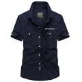 Summer Short Sleeve Cargo Shirt Men's Military Denim Shirts Casual Slim Fit Chemise homme Cotton Shirt Camisa masculina S-4XL.