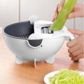 Magic Rotate Vegetable Cutter with Drain Basket Multi-Functional Kitchen Veggie Fruit Shredder Grater Slicer. 