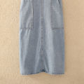 Women Denim Suspender Dress Solid Straps Loose Soft Cargo Jean Vestido Female Summer Versatile Casual Overalls Frock With Pocket. 