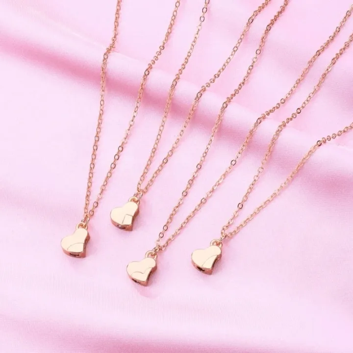 4%20Piece%20Four%20Leaf%20Clover%20Stitching%20Necklace%20Magnet%20Stone%20BFF%20Friendship%20Heart%20Pendant%20Chain%20Choker%20Necklace%20Jewelry%20Dropship%20-%20Image%205