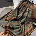 Flower Silk Square Scarf Women Satin Shawl Wrap Hijab Female Hair Band Wrist Luxury Headkerchief 70*70cm Echarpe 2024 Bandana. 