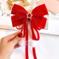 Red Golden Velvet Bow Hair Ornament Baby Hair Circles Pins Christmas New Year Korean Accessories Hair Clips for Women Girls 1pcs.