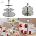2 Tier Stainless Steel Cake Stand Cupcake Rack Fruit Plate Home Party Decor. 