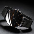 2024 Minimalist Men's Fashion Ultra Thin Watches Simple Men Business Stainless Steel Mesh Belt Quartz Watch.