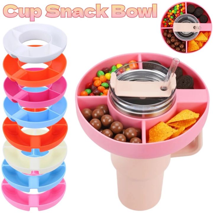 Silicone Snack Platter Cup Tumblers Snack Bowl For Stanley Cup 4 Compartment Reusable Snack Platters Popcorn Snacks Holder