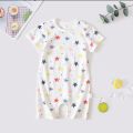 Infant and toddler combed cotton jumpsuit short-sleeved breathable male and female baby summer clothes and thin newborn pajamas for summer.