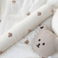 Cartoon Bear Embroidered Baby Bed Bumper for Newborns Infant Bedding Crib Around Cushion Cot Protector Kids Sleeping Long Pillow. 