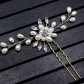 Ebay cross-border source Korean bridal handmade pearl crystal hairpin pins U-clamp wedding headwear.