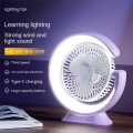Desk Lamp Fan 1200mAh Desktop Runner Light Mini Handheld Electric Fan Multifunction Practical 3 Speed Fan, Easy Install Green.