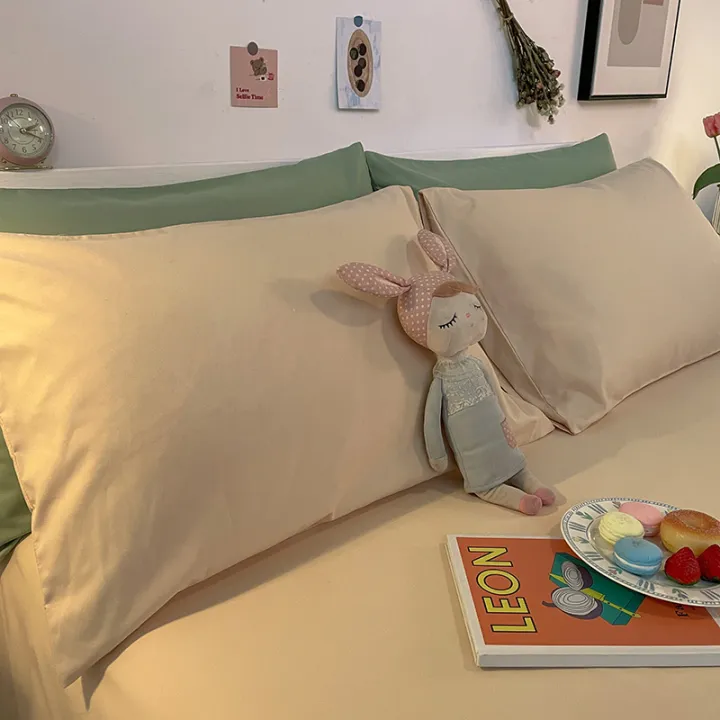 Nordic%20Style%20Skin-Friendly%20Brushed%20Bed%20Four-Piece%20Set%20Bed%20Sheet%20Quilt%20Cover%20Cover%20Pillowcase%20Male%20and%20Female%20Student%20Dormitory%20Three-Piece%20Bedding%20Set%20-%20Image%202