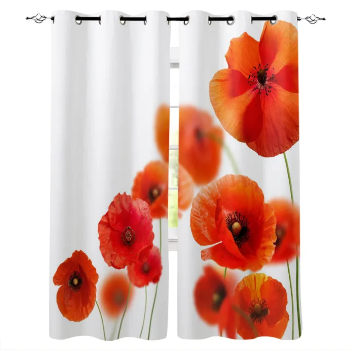Ink%20Painting%20Red%20Flower%20Poppy%20Curtains%20Living%20Room%20Curtains%20Kids%20Room%20Kitchen%20Indoor%20Floral%20Curtain%20Panels%20With%20Grommets%20Valance%20-%20Image%202