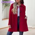Women Jacket Stylish Women's Woolen Jacket for Fall/winter Loose Fit Overcoat for Daily Wear Trendy Streetwear for Lightweight Wool Blend Jacket.