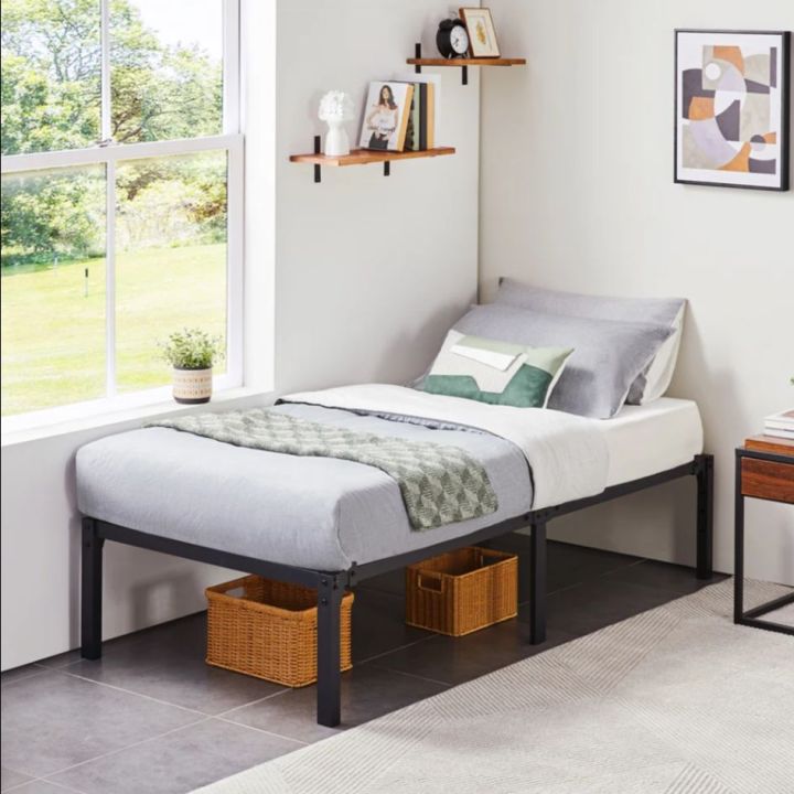 3ft x 7ft Black Metal Bed Frame – Sturdy & Minimalist Single Bed for Home or Guest Room