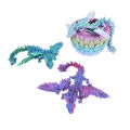 3D Printed Gem Dragon, Crystal Winged Dragon, Rotatable And Poseable Joints 3D Articulated Flying Dragon EggToys For Autism ADHD.