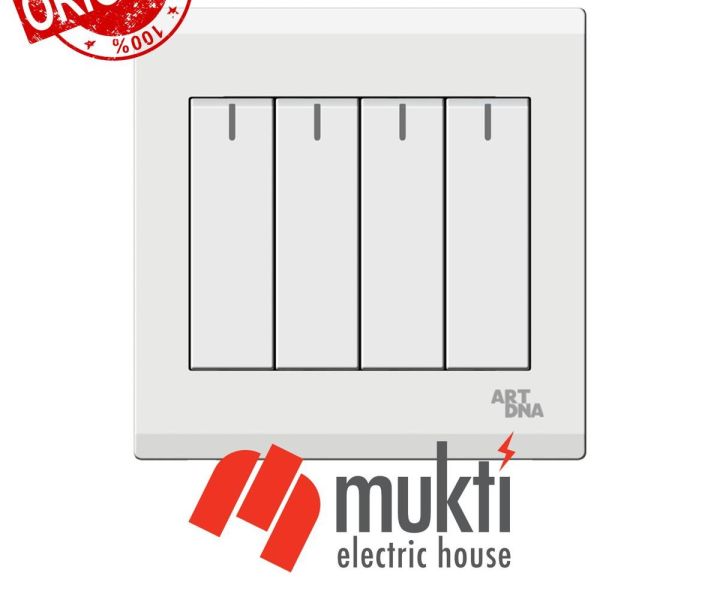 Art DNA E3 White Series 16A Four Gang Electrical Wall Switch Socket 4Gang ARTDNA
