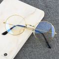 Vintage Round Metal Frame Blue Light Blocking Personality College Style Clear Lens Eye Glasses Eye Protection Mobile Phone Game.
