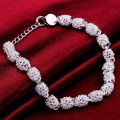 Ladies Bracelet Sliver Plated Chain Women Luxury Silver Wedding Bangles Fine Jewelry - Bracelets for Women.