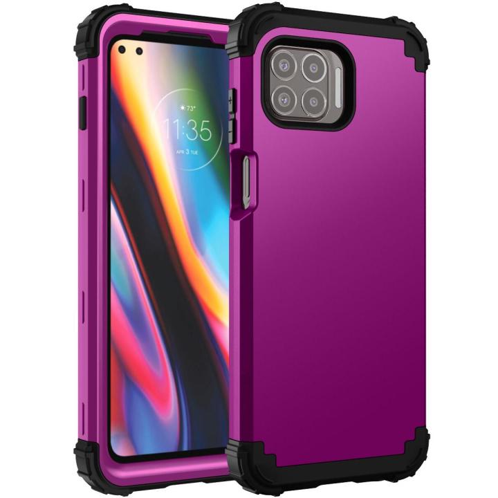 lthmy for Motorola One 5G/Moto G 5G Plus Case Full-Body Cover 3 in 1 Hybrid Hard PC & Soft Silicone Heavy Duty Rugged Bumper