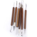 Pottery Clay Sculpture Carving Modeling Tools Wooden Handle of 6pcs.