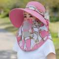 2023 Spring New Korean Version Women's Sun Hat, Large Brim, Sunscreen, Sun Shade Cape, Mask, Neck Protector, Integrated Hat.