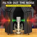 Microphone Isolation Shield with High Density Absorbent Foam to Filter Vocal 5 Foldable Soundproof Cover for Any Condenser Microphone.