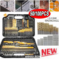 100/50pcs Titanium Coated HSS High Speed Steel Drill Bit Set Tool. 