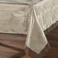 6 Seater-2 Pcs Combo Dining Table Cloth And Table Protector-84'' By 54'' Inches-3D Silver+12Mm - Elevate Dining Experience With This 2-Piece Combo.