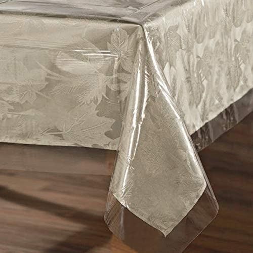 6 Seater-2 Pcs Combo Dining Table Cloth And Table Protector-84'' By 54'' Inches-3D Silver+12Mm - Elevate Dining Experience With This 2-Piece Combo