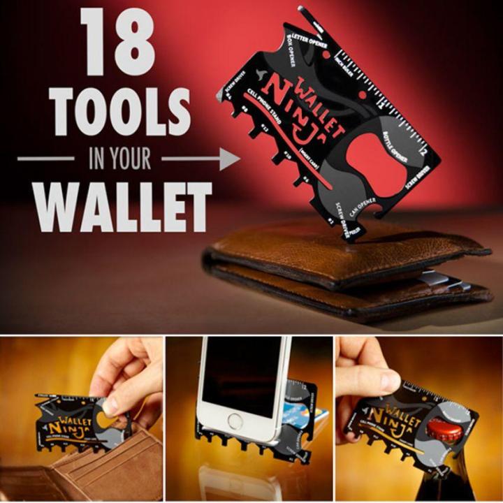 Smart Wallet Ninja - 18-In-1 Multi-Functional Pocket Tools For Everyday Carry Convenience - Compact And Versatile