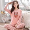 Wholesale Pajamas Sets Spring Autumn Carton Women Long Sleeve Sleepwear Suit Cute Big Girls Homewear Gift for Female Sleepwear.