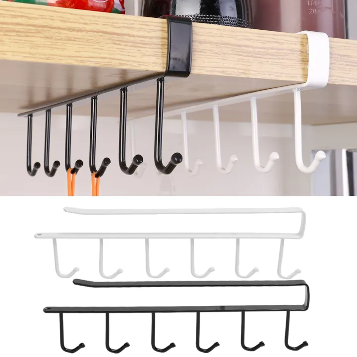 6 Hook Coffee Cup Holder Iron Cabinet Kitchen Storage Rack ...