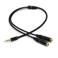 Audio Splitter Cable 3.5mm Female with 2 Port 3.5mm Male with Mic Extension Aux Cable Adapter. 