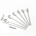 6-Piece Long Handle Spoon Set - Ideal For Coffee- Mixing- And Desserts- Upgrade Your Kitchen Tools With This Versatile Set. 