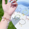 New Sweet Fashion Crystal Daisy Flower Bracelet Women Glass Beads Elastic Rope Bracelets Girl Party Wedding Jewelry Gifts Eatop. 