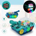 Transparent Gear, 3D Light And Music System Battery Operated Toy Tank. 