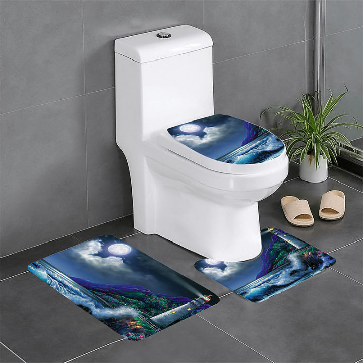 Cross-border one drop delivery carpet toilet three-piece set of underwater world floor mat bathroom mat absorbent mat to figure