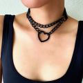 Vintage Heart Necklace Choker With Chain Goth Collar For Girls Grunge Punk Cute Kawaii Egirl Chocker Harajuku Accessories. 