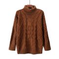 Autumn and Winter Korean Style Loose High Collar Cable-Knit Pullover Sweater Women's Thicken Lazy Style Knitwear Sweater Coat. 