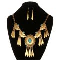 【beauty code store】New Boho Ethnic Vintage Antique Synthetic Stone Necklace Earring Set Women Fashion Retro Jewelry Set Wholesale.