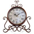 JAERBEE Vintage Table Clock Antique Mantel Clock Battery Operated Non-Ticking Retro Clock Small Desk Clock for Home.