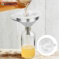 Oil Transferring Funnel Stainless Steel Funnel Set with Fine Mesh Filter Cleaning Brush Kitchen Supplies for Liquid Transfer.
