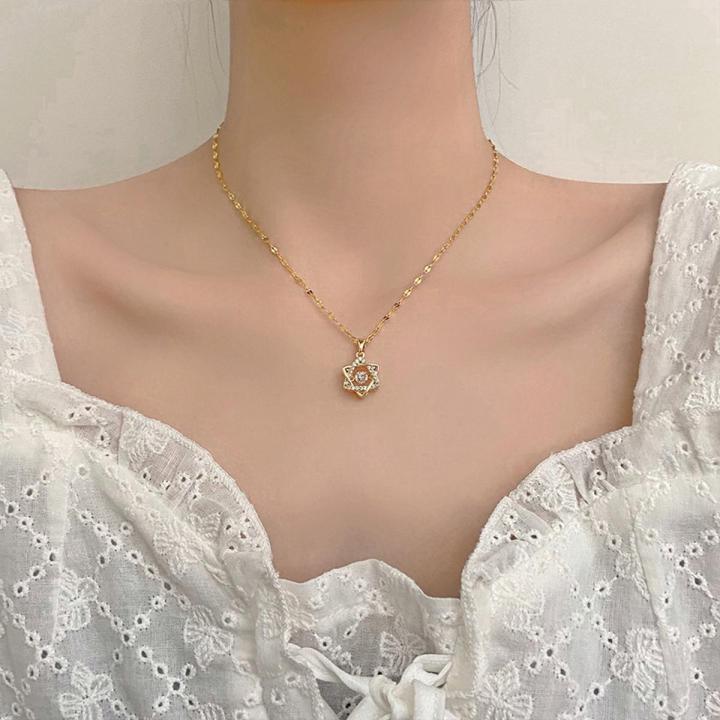 Star Point Titanium Steel Real Gold Electroplating Neckless for Women